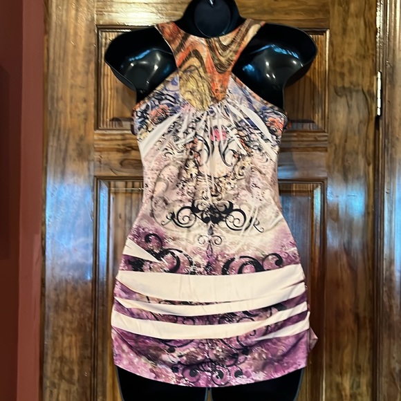 Tie Dye Stretchy Racer Back Tank Top - Picture 3 of 9